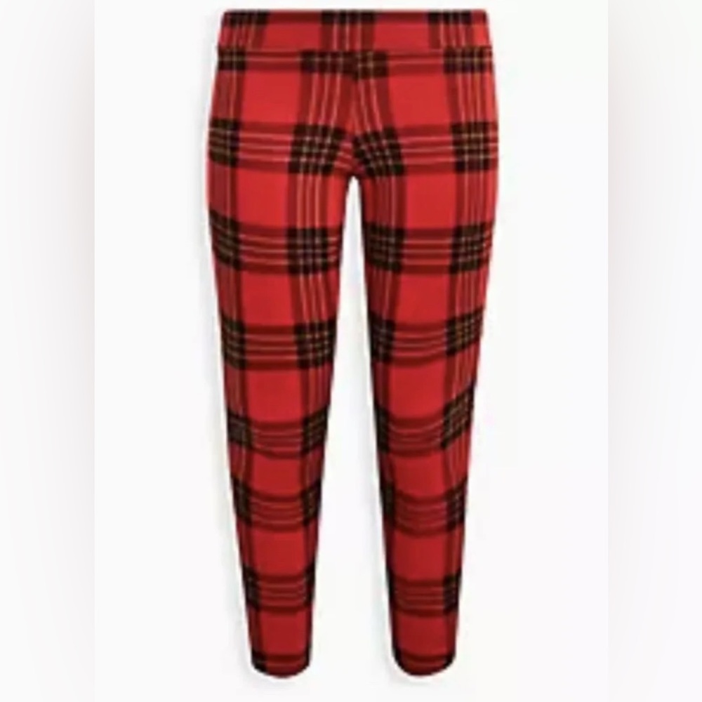 Torrid Red Black Gold Plaid Full Length Premium Signature Waist Legging NWT SZ 1